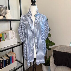 Workshop Republic Clothing Summer Shirt – Blue & White Striped, Size 1X